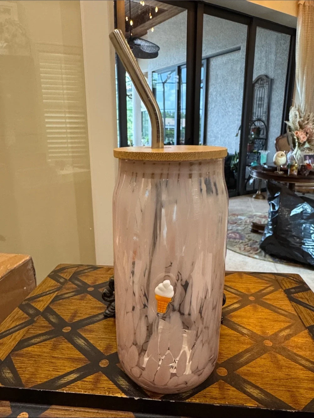 Anthropologie Confetti Icon Juice Glass Tumbler with Lid
